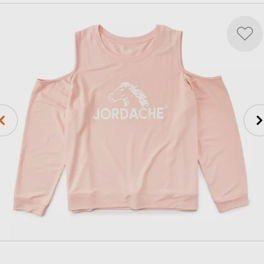 New Jordache pink off the shoulder crew neck sweatshirt material
